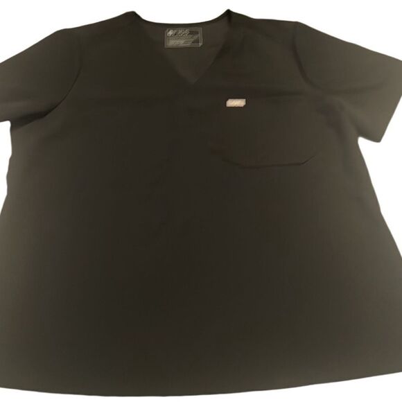 Figs Black V Neck Short Sleeves Scrub Top Size XXL - Picture 2 of 8